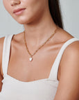 Chunky Gold Necklace with Pearl - HLcollection - Handmade Gold and Silver Jewelry