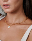 Chunky Gold Necklace with Pearl - HLcollection - Handmade Gold and Silver Jewelry