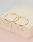 Freshwater Pearl Hoop Earrings - HLcollection - Handmade Gold and Silver Jewelry