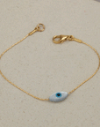 Gold Bracelet with Evil Eye Bead - HLcollection - Handmade Gold and Silver Jewelry
