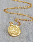 Gold Coin Pendant Necklace - HLcollection - Handmade Gold and Silver Jewelry