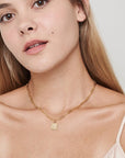 Gold Square Coin Necklace - HLcollection - Handmade Gold and Silver Jewelry