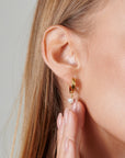 Hoop Pearl Huggie Earrings - HLcollection - Handmade Gold and Silver Jewelry