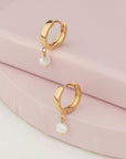 Hoop Pearl Huggie Earrings - HLcollection - Handmade Gold and Silver Jewelry