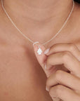 Sterling Silver CZ Hamsa Necklace - HLcollection - Handmade Gold and Silver Jewelry