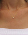 Tiny Gold Initial Necklace - HLcollection - Handmade Gold and Silver Jewelry