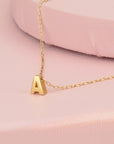 Tiny Gold Initial Necklace - HLcollection - Handmade Gold and Silver Jewelry