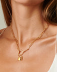 14k Gold Filled Lock Necklace - HLcollection - Handmade Gold and Silver Jewelry