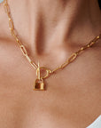 14k Gold Filled Lock Necklace - HLcollection - Handmade Gold and Silver Jewelry