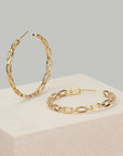 Chain Hoop Earrings Silver or Gold - HLcollection - Handmade Gold and Silver Jewelry