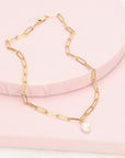 Chunky Gold Necklace with Pearl - HLcollection - Handmade Gold and Silver Jewelry