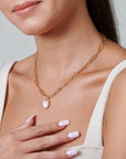 Chunky Gold Necklace with Pearl - HLcollection - Handmade Gold and Silver Jewelry