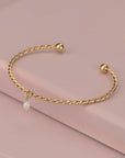 Dainty Pearl Cuff Bracelet - HLcollection - Handmade Gold and Silver Jewelry