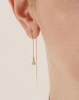 Gold Charm Threader Earrings - HLcollection - Handmade Gold and Silver Jewelry