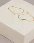 Gold Heart Hoop Earrings - HLcollection - Handmade Gold and Silver Jewelry