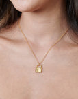 Gold Lock Charm Necklace - HLcollection - Handmade Gold and Silver Jewelry