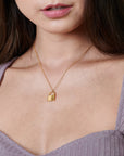 Gold Lock Charm Necklace - HLcollection - Handmade Gold and Silver Jewelry
