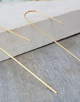 Gold Long Arc Earrings - HLcollection - Handmade Gold and Silver Jewelry