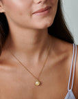 Gold Shell Pendant with Pearl Necklace - HLcollection - Handmade Gold and Silver Jewelry