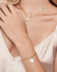 Gold Square Coin Bracelet - HLcollection - Handmade Gold and Silver Jewelry