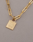 Gold Square Coin Necklace - HLcollection - Handmade Gold and Silver Jewelry