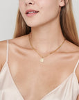 Gold Square Coin Necklace - HLcollection - Handmade Gold and Silver Jewelry