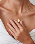 Large Gold Letter Necklace - HLcollection - Handmade Gold and Silver Jewelry