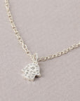 Sterling Silver CZ Hamsa Necklace - HLcollection - Handmade Gold and Silver Jewelry