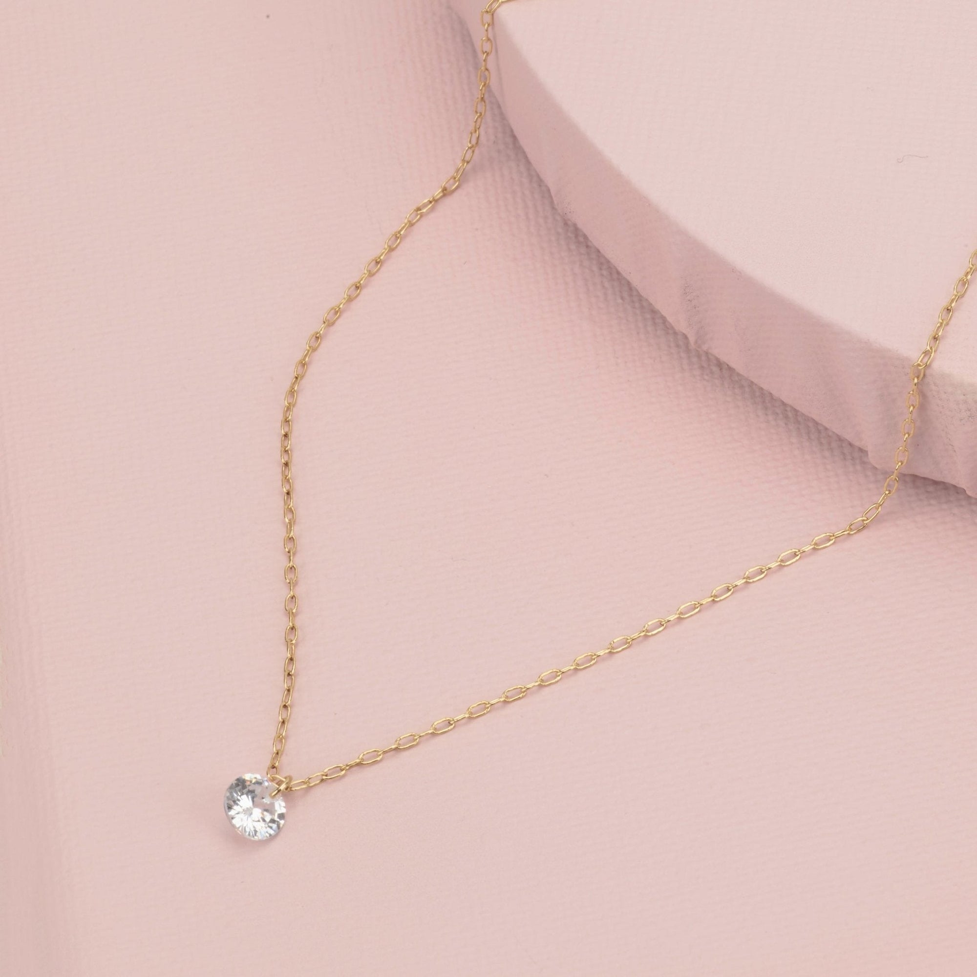 Tiny Diamond Gold Necklace - HLcollection - Handmade Gold and Silver Jewelry
