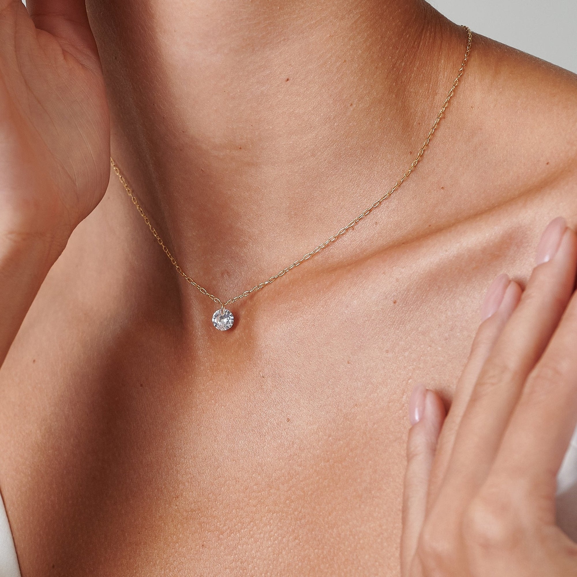Tiny Diamond Gold Necklace - HLcollection - Handmade Gold and Silver Jewelry