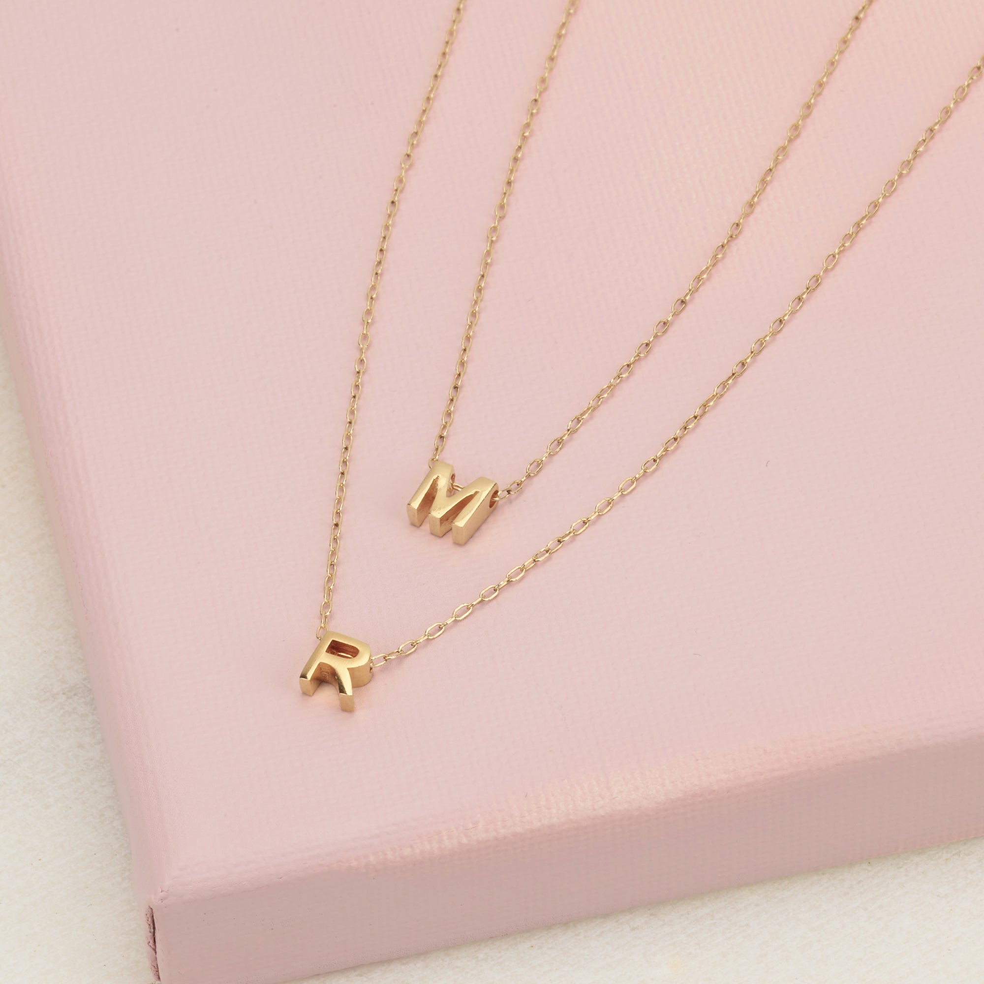 Tiny Gold Initial Necklace - HLcollection - Handmade Gold and Silver Jewelry