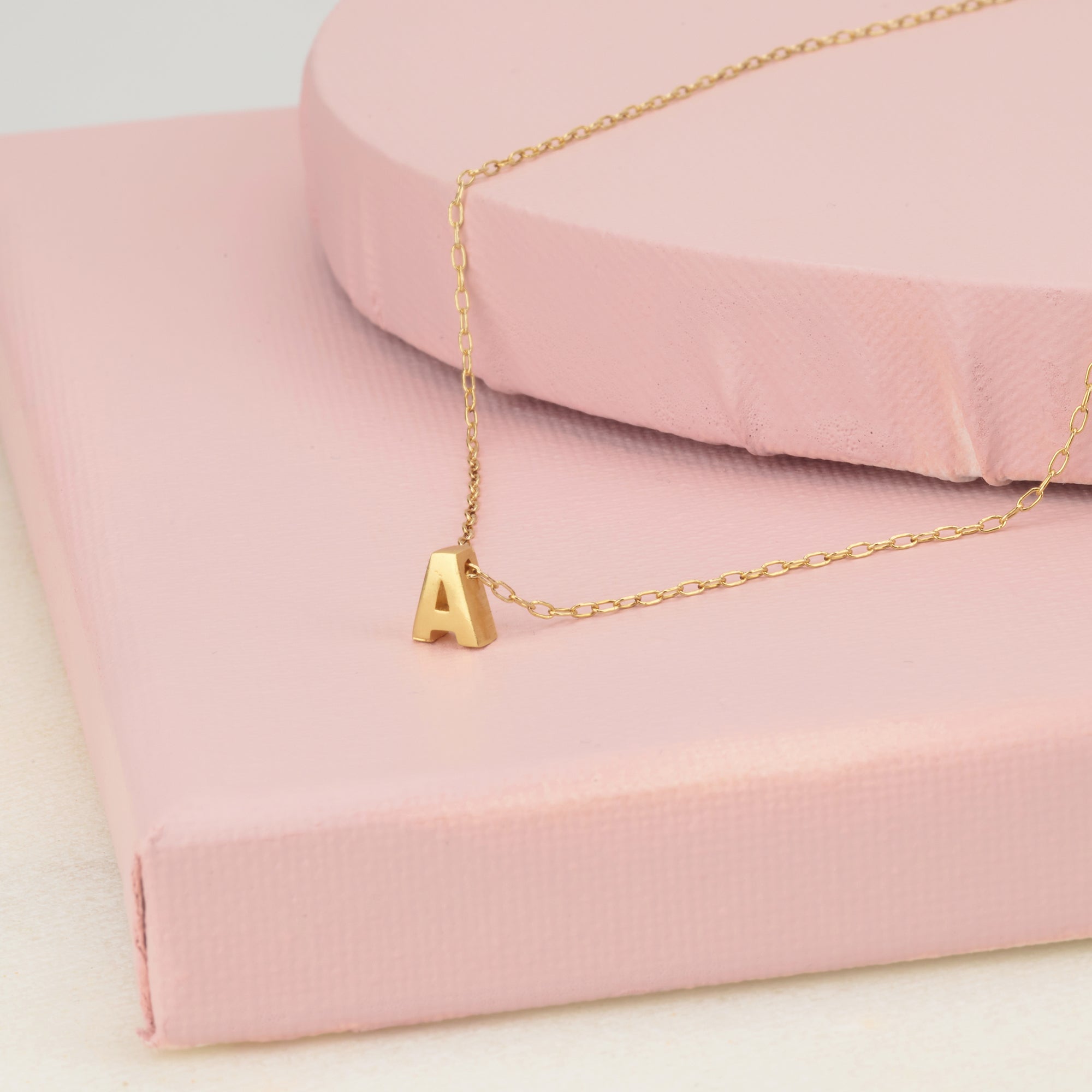 Tiny Gold Initial Necklace - HLcollection - Handmade Gold and Silver Jewelry