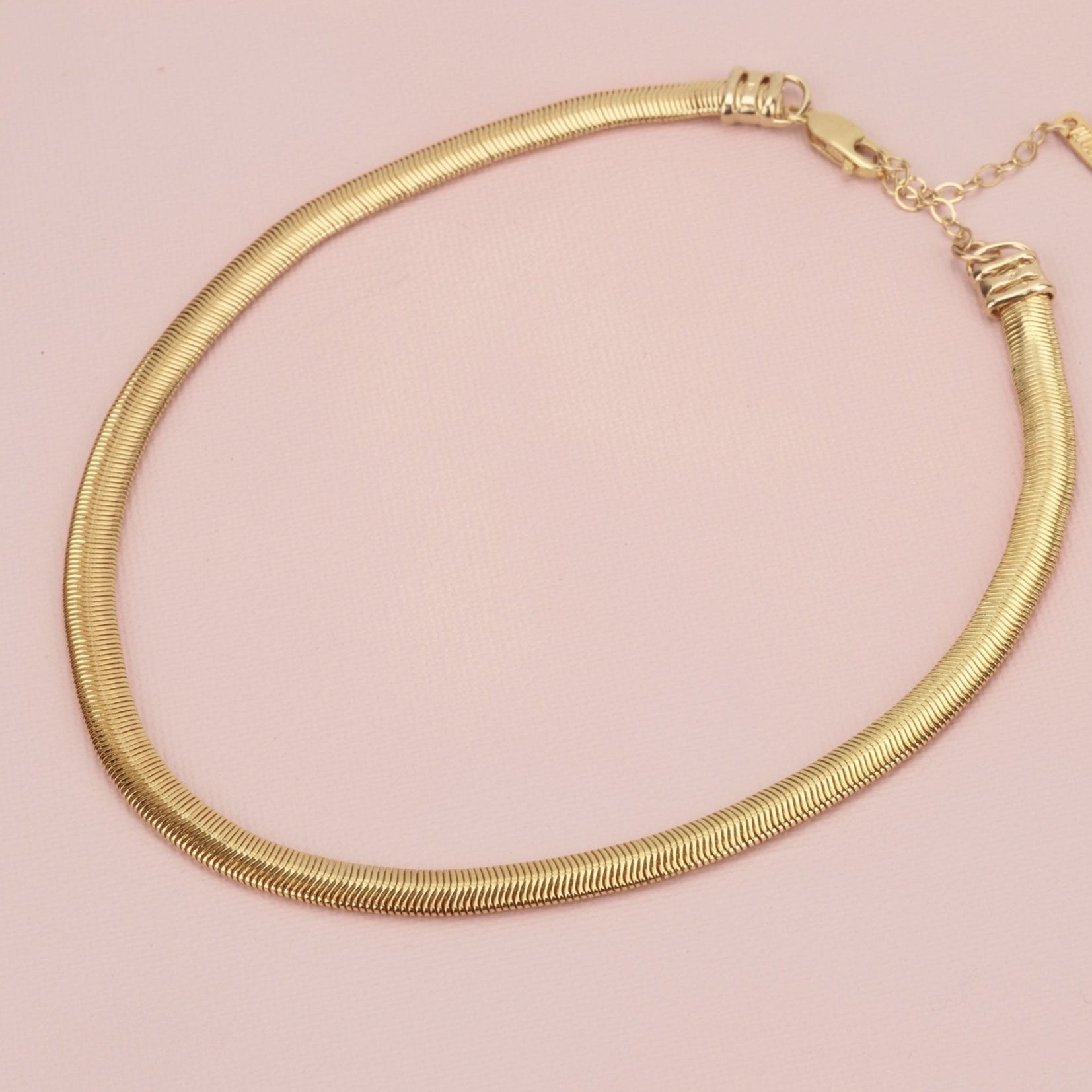 Wide Snake Chain Necklace - HLcollection - Handmade Gold and Silver Jewelry